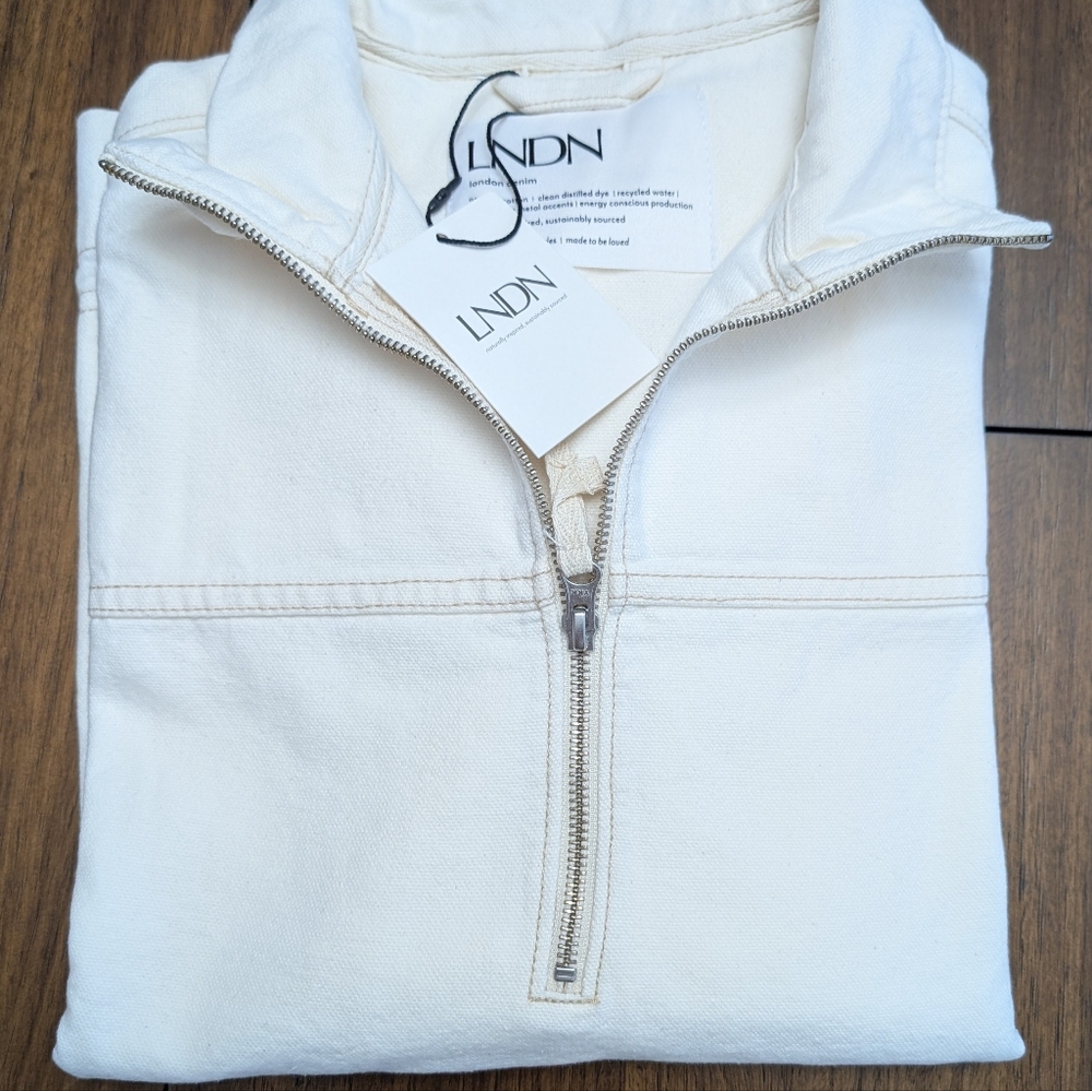 NWT LNDN Quarter Zip Denim Pullover/Jacket In Natural Women's Size XS